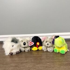 Vintage Swibco Puffkins Koala, Turkey, Mouse, & Turtle Plush Lot